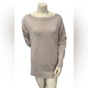 White House Black Market WHBM Tan/Gold Metallic Tunic Sweater Dress Womens M